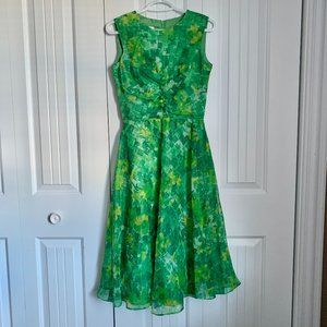 Vintage Green Floral Dress, party skirt
